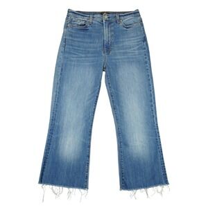 7 For All Mankind Dojo Jeans Womens 30 Blue Ultra High Rise Raw Hem Wide Leg